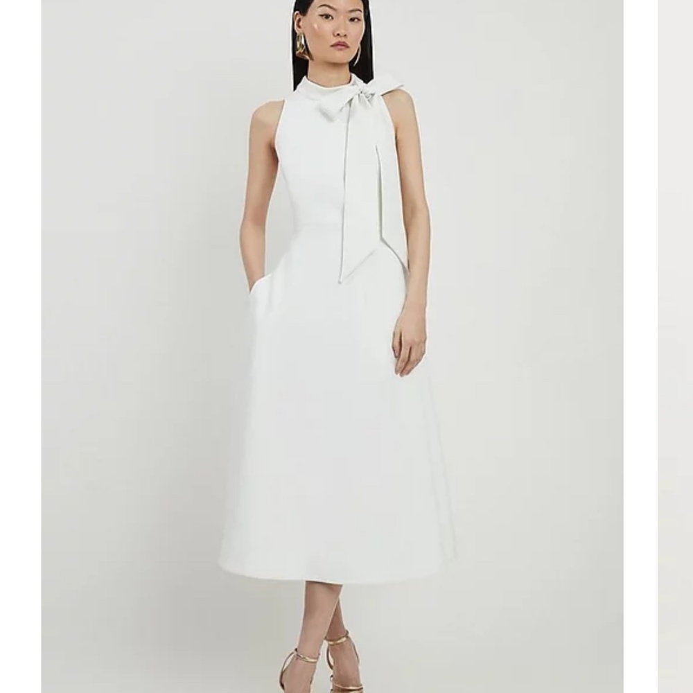 Karen Millen White Midi Dress - size 6